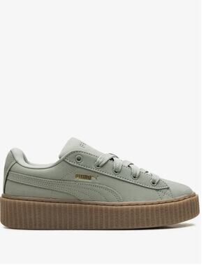 PUMA FENTY Women’s Low Top Platform Leather Sneakers Green Brown Gum Sole